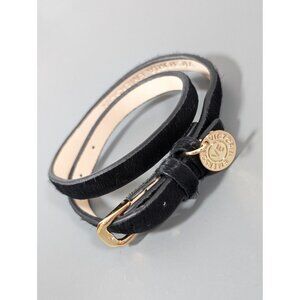 Victoria Emerson Black Faux Fur Leather Wrap Bracelet 16 in